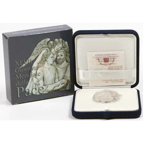 5 Euro Gedenkmünze Vatikan 2014 Silber PP - 47. Weltfriedenstag