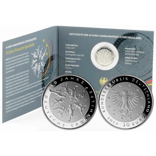 20 Euro Deutschland 2017 Silber PP - 50 Jahre Deutsche Sporthilfe