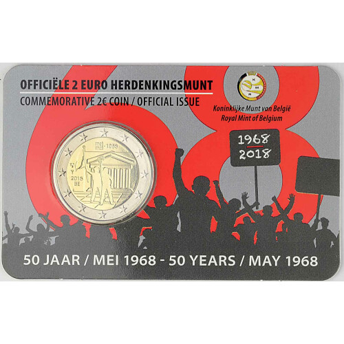 2 Euro Gedenkmünze Belgien 2018 st - Studentenrevolte 1968 - im Blister (flämische Variante)