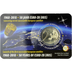 2 Euro Gedenkmünze Belgien 2018 st - 50 Jahre Satellit ESRO-2B - im Blister (wallonisch Variante)