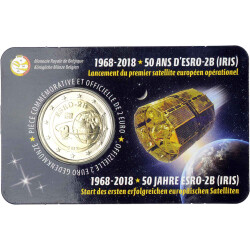 2 Euro Gedenkmünze Belgien 2018 st - 50 Jahre Satellit ESRO-2B - wallonischer Blister (FR/DE)