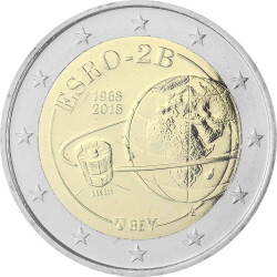 2 Euro Gedenkmünze Belgien 2018 st - 50 Jahre Satellit ESRO-2B - wallonischer Blister (FR/DE)