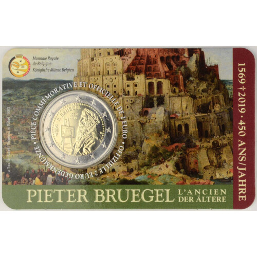 2 Euro Gedenkmünze Belgien 2019 st - Pieter Bruegel - wallonischer Blister (FR/DE)