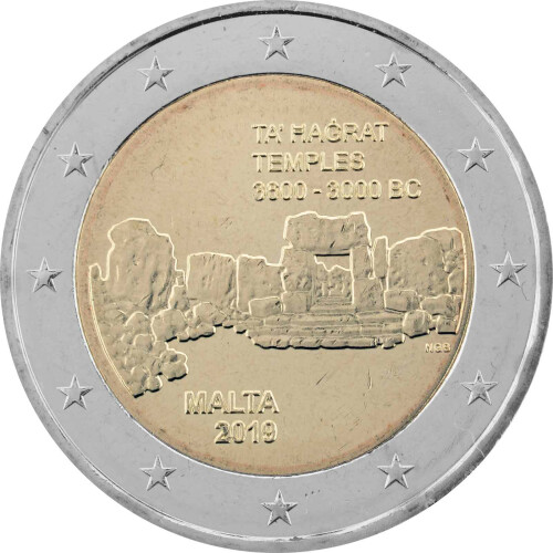 2 Euro Gedenkmünze Malta 2019 bfr. - Tempel von Ta Hagrat