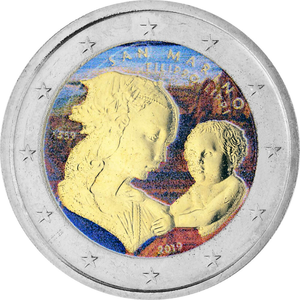 2 Euro Gedenkmünze San Marino 2019 st - Filippo Lippi - coloriert