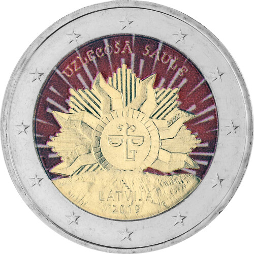 2 Euro Lettland 2019 - Aufgehende Sonne - coloriert / mit Farbe
