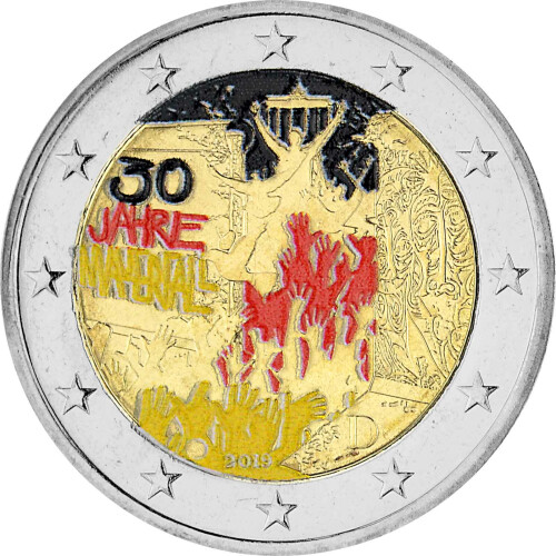 2 Euro Deutschland 2019 - Mauerfall (F) - coloriert / mit Farbe