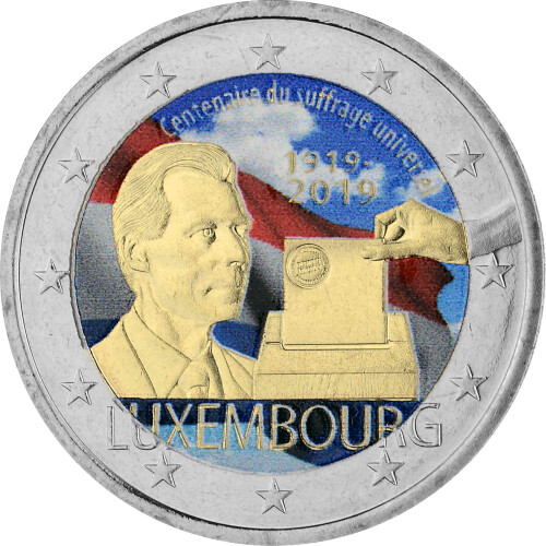 2 Euro Luxemburg 2019 - 100 Jahre allgemeines Wahlrecht - coloriert / mit Farbe