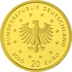 20 Euro Goldmünze "Weißstorch" - Deutschland 2020 - Serie: "Heimische Vögel" - A Berlin