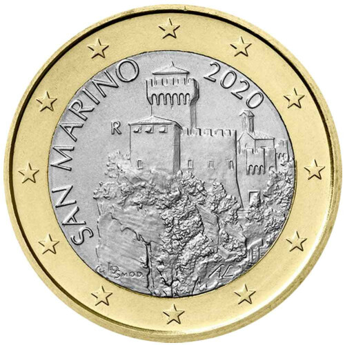 1 Euro Kursmünze San Marino 2020 bankfrisch - Festungsturm Cesta