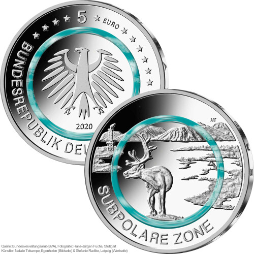 5 Euro Gedenkmünze Deutschland 2020 bfr. - Subpolare Zone - G Karlsruhe