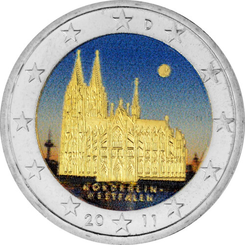 2 Euro Deutschland 2011 - Kölner Dom - coloriert / mit Farbe