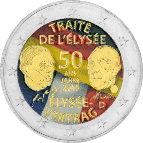2 Euro Deutschland 2013 - Élysée-Vertrag - coloriert / mit Farbe