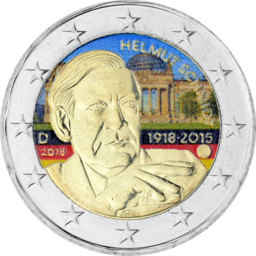2 Euro Deutschland 2018 - Helmut Schmidt - coloriert / mit Farbe