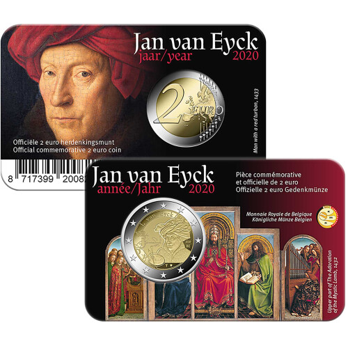 2 Euro Gedenkmünze Belgien 2020 st - Jan van Eyck - wallonischer Blister (FR/DE)