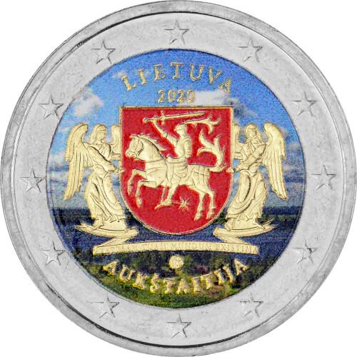 2 Euro Litauen 2020 - Aukstaitija / Oberlitauen - coloriert / mit Farbe