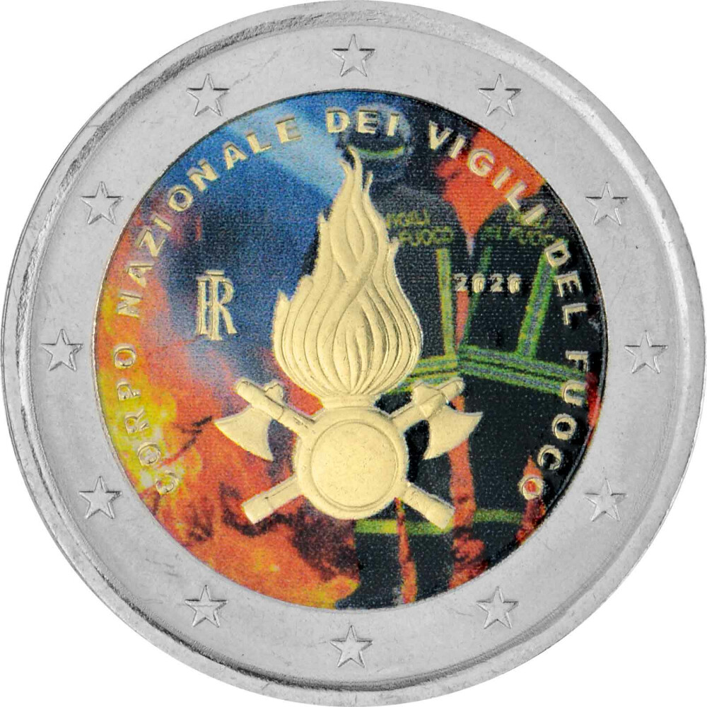 2 Euro Gedenkmünze Italien 2020 bfr. 80 Jahre nationale Feuerwehr