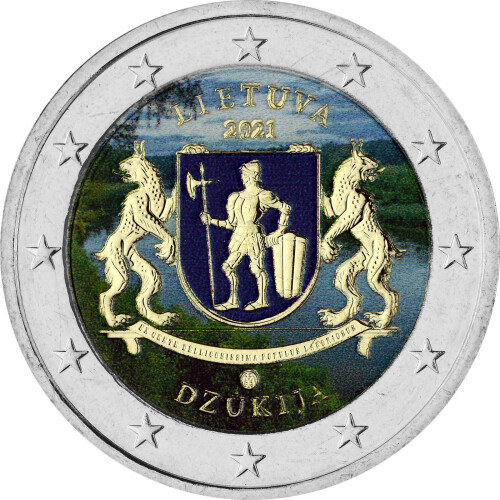 2 Euro Litauen 2021 - Dzukija - coloriert / mit Farbe