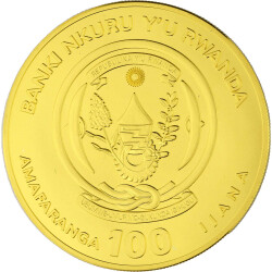 100 Francs Ruanda 2022 - 1 Unze Gold BU - Lunar: Jahr des Tigers