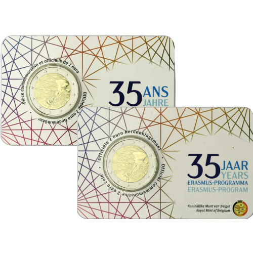 2 Euro Gedenkmünze Belgien 2022 st - 35 Jahre Erasmus - CoinCard