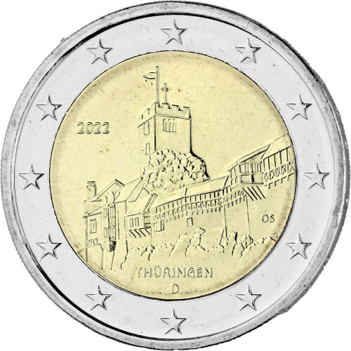 2 Euro Gedenkmünze Deutschland 2022 bfr. - Wartburg Eisenach (A)