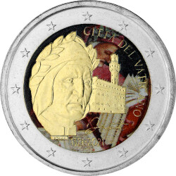 2 Euro Vatikan 2021 - Dante Alighieri - coloriert / mit...