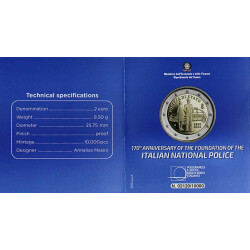 2 Euro Gedenkmünze Italien 2022 PP - 170 Jahre Nationalpolizei - im Etui