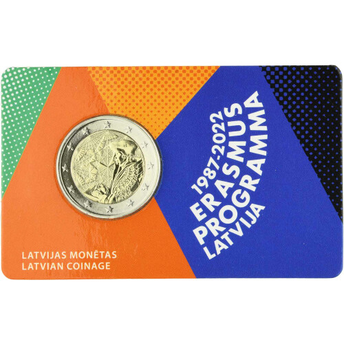 2 Euro Gedenkmünze Lettland 2022 st - 35 Jahre Erasmus - in CoinCard