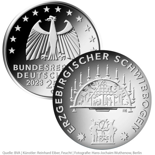 25 Euro Deutschland 2023 Silber bfr. - Weihnachten - Schwibbogen