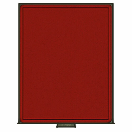 LINDNER Münzbox mit eckigen Vertiefungen Rauchglas Rot 210 x 270 mm