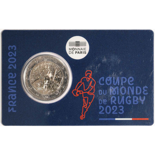 2 Euro Gedenkmünze Frankreich 2023 st - Rugby Weltmeisterschaft - im Blister