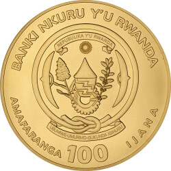 100 Francs Ruanda 2023 - 1 Unze Gold BU - African Ounce: Nilkrokodil