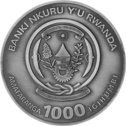 1000 Francs Ruanda 2022 - 3 Unzen High Relief Silber BU - Nautical Ounce: USS Constitution