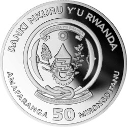 50 Francs Ruanda 2023 - 1 Unze Silber PP - African Ounce: Berggorilla