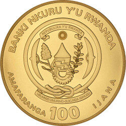 100 Francs Ruanda 2023 - 1 Unze Gold BU - African Ounce: Berggorilla