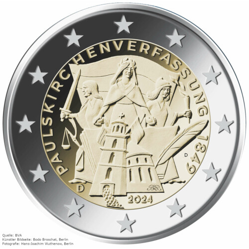 2 Euro Gedenkmünze Deutschland 2024 bfr. - Paulskirchenverfassung (D)