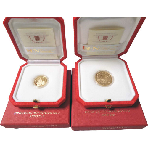 20 + 50 Euro Gold Gedenkmünzen-Set Vatikan 2015 -  Rosenkranz von Pompei