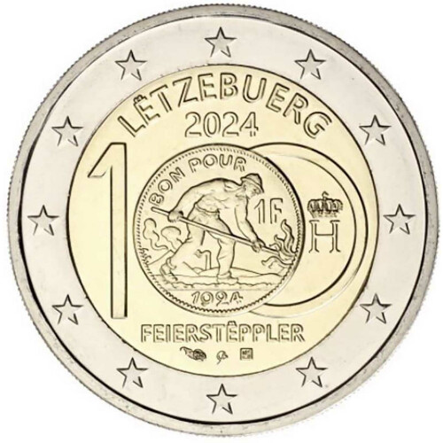 2 Euro Gedenkmünze Luxemburg 2024 bfr. - 100 Jahre Franken / Feierstëppler