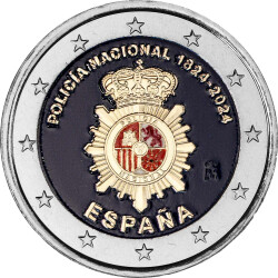 2 Euro Spanien 2024 - Nationalpolizei - coloriert / mit...