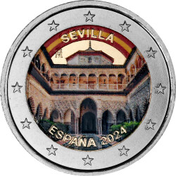 2 Euro Spanien 2024 - Sevilla - coloriert / mit Farbe