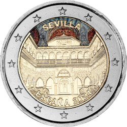 2 Euro Spanien 2024 - Sevilla - coloriert / mit Farbe