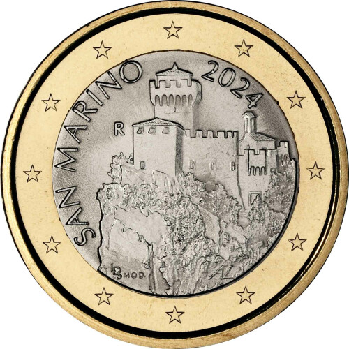 1 Euro Kursmünze San Marino 2024 bankfrisch - Festungsturm Cesta