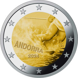 2 Euro Gedenkmünze Andorra 2024 st - 100 Jahre Skisport