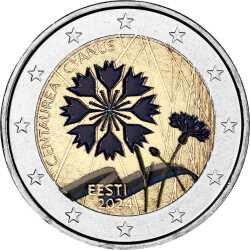2 Euro Estland 2024 bfr. - Kornblume - coloriert / mit Farbe