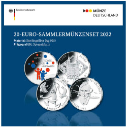 20 Euro Gedenkmünzen-Set Deutschland 2022 Polierte...