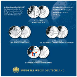 20 Euro Gedenkmünzen-Set Deutschland 2022 Polierte...