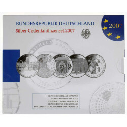 10 Euro Gedenkmünzen-Set Deutschland 2007 Polierte...