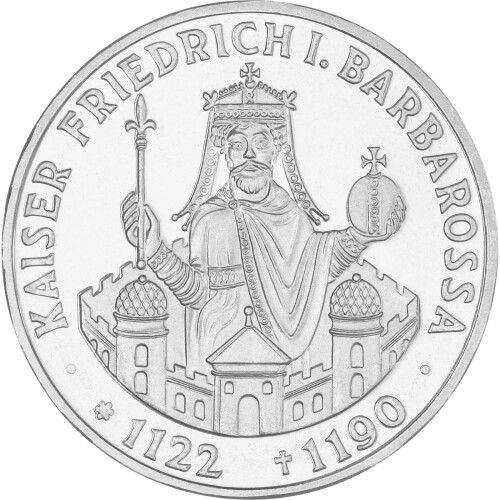 10 DM Gedenkmünze 1990 F - 800. Todestag Kaiser Friedrich I. Barbarossa