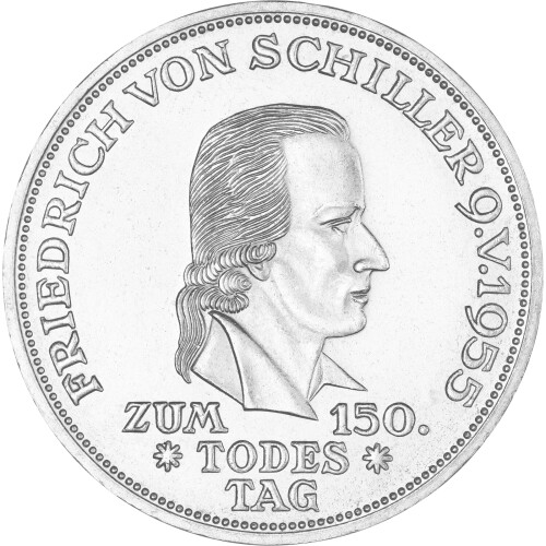 5 DM Gedenkmünze 1955 - 150. Todestag Friedrich von Schiller
